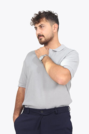 5763 Kaşkorse Görünümlü Ribana Düğmesiz Polo Yaka T-shirt