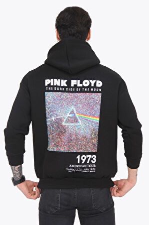 5955 (4800) Pınk Floyd Baskılı Kapşonlu Salaş Sweat