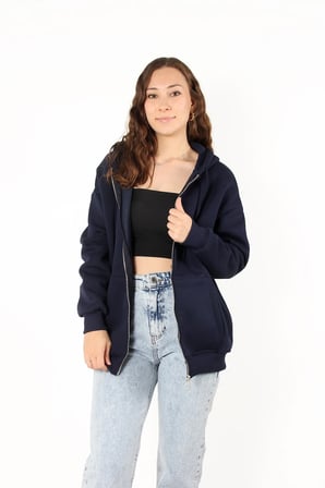 2501 Fermuarlı Kapşonlu Sweat
