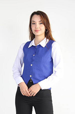 1549 Bisiklet Yaka Düğmeli Süveter