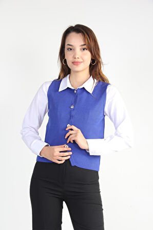 1549 Bisiklet Yaka Düğmeli Süveter