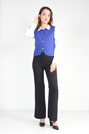 1549 Bisiklet Yaka Düğmeli Süveter