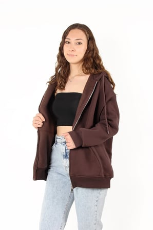 2501 Fermuarlı Kapşonlu Sweat