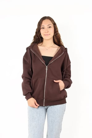 2501 Fermuarlı Kapşonlu Sweat