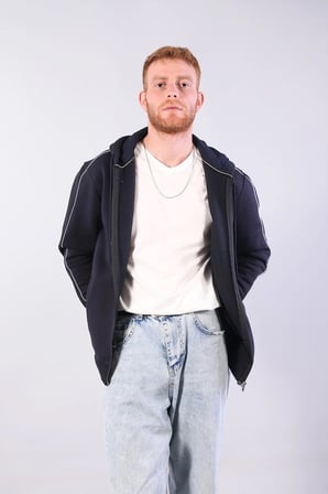 8625 Overdose Nakışlı Fermuarlı Kapşonlu Sweat