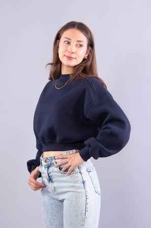 2705 Reglan Kol Altı Ribanalı Kısa Sweat