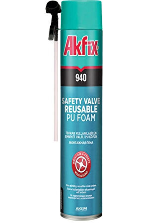 AKFİX 940 TEKRAR KULLANILABİLEN EMNİYET VALFLİ PU KÖPÜK 850 G