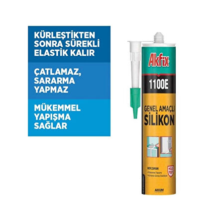 AKFİX 1100E GENEL AMAÇLI SİLİKON SİYAH RENK  280 G 1 ADET 