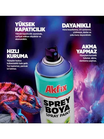 Akfix Mavi Sprey Boya Parlak 400 ML Ral :5017 1 Adet Tüm Yüzeylere Uygun