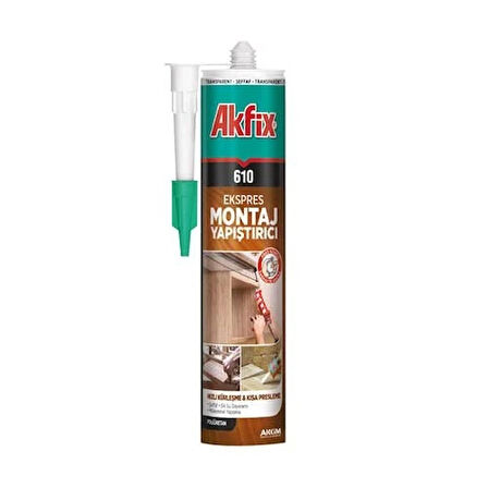 AKFİX 610 EKSPRES MONTAJ YAPIŞTIRICISI ŞEFFAF  280 ML 1 ADET 