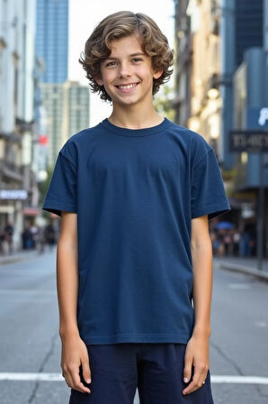 Lacivert Çocuk T-shirt Unisex | %100 Pamuk |
