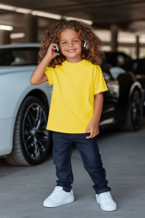 Sarı Çocuk T-shirt Unisex | %100 Pamuk |