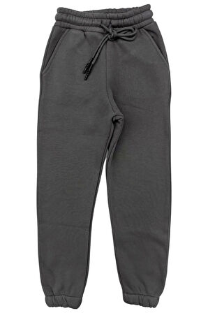 Unisex Çocuk Lastik Paça Şardonlu Füme Eşofman Alt