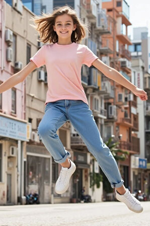 Toz Pembe Çocuk T-shirt Unisex | %100 Pamuk |