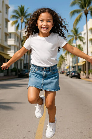 Ekru Çocuk T-shirt Unisex | %100 Pamuk |