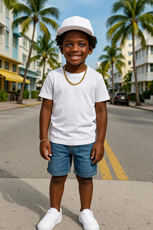 Ekru Çocuk T-shirt Unisex | %100 Pamuk |