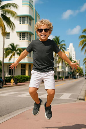 Antrasit Çocuk T-shirt Unisex | %100 Pamuk |