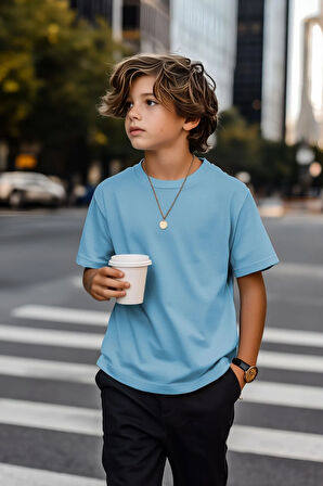 Mavi Çocuk T-shirt Unisex | %100 Pamuk |