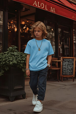 Mavi Çocuk T-shirt Unisex | %100 Pamuk |