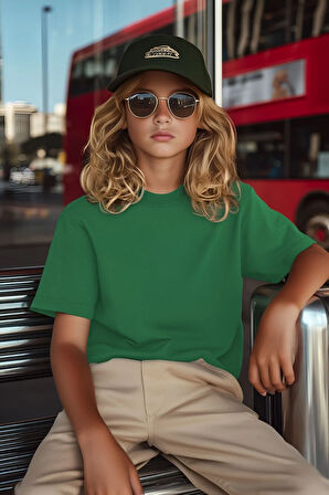 Çam Yeşili Çocuk T-shirt Unisex | %100 Pamuk |