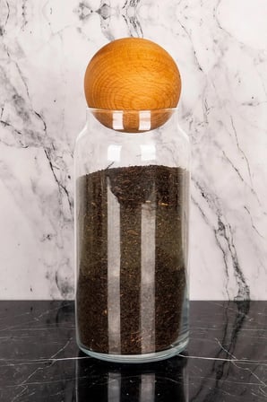 3'lü Ahşap Top Kapaklı Cam Kavanoz Seti Saklama Kabı Baharatlık Bakliyat Seti 1300 Ml-800 Ml-500 ml