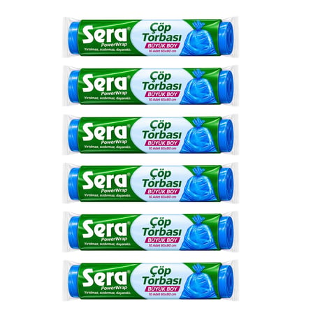 Sera Çöp Torbası Büyük Boy 10 Lu (65X80 Cm) X 6 Adet
