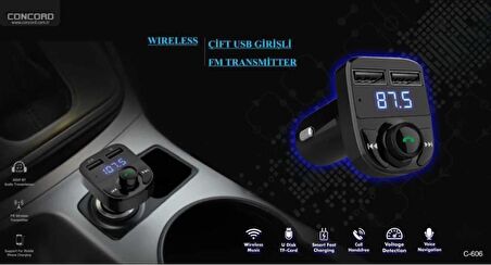 CORCORD Wireless FM Transmitter Çift USB Girişli C-606