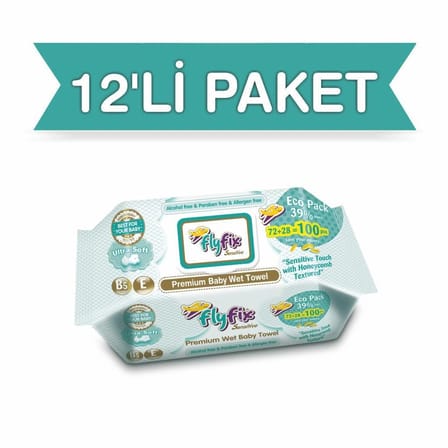 FLYFİX SENSİTİVE ISLAK HAVLU 100 ADET X 12 PAKET