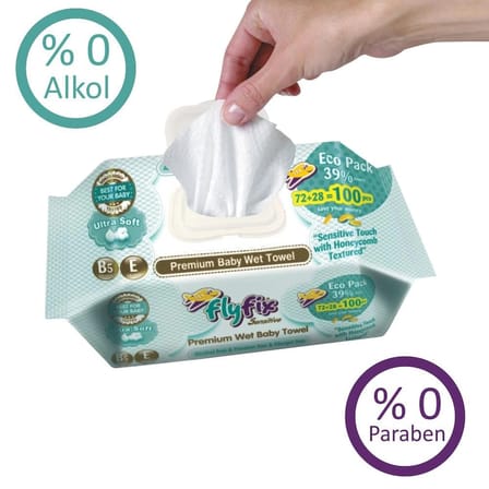 FLYFİX SENSİTİVE ISLAK HAVLU 100 ADET X 12 PAKET