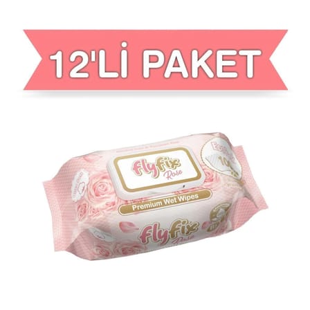 FLYFİX ROSE GÜL KOKULU ISLAK HAVLU 100 ADET X 12 PAKET