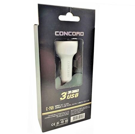 7A QC 3 USB Hızlı Araç Şarj Cihazı Concord C-769