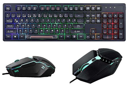 Concord Chocolate Style Işıklı Rgb Gaming Oyuncu Türkçe Klavye Mouse Seti