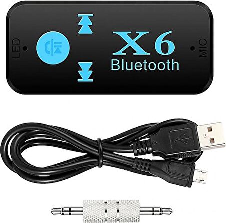 X6 Bluetooth Müzik Alıcısı 3.5mm Aux Adaptör Araç Kiti 3 In 1