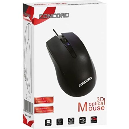 Concord C17 Kablolu Mouse Siyah