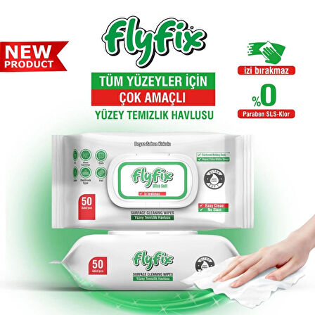 FLYFİX BEYAZ SABUN KOKULU YÜZEY TEMİZLİK HAVLUSU 50Lİ*5PAKET