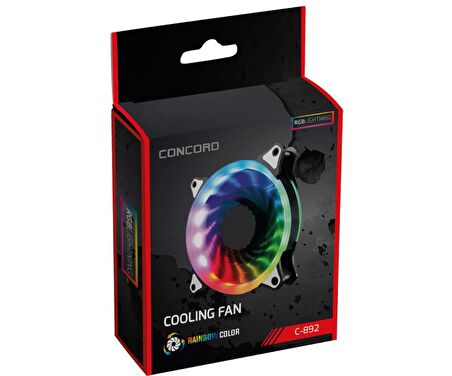 Concord C892 RGB Gökkuşağı Renkli 12cm Soğutucu PC Kasa Fanı