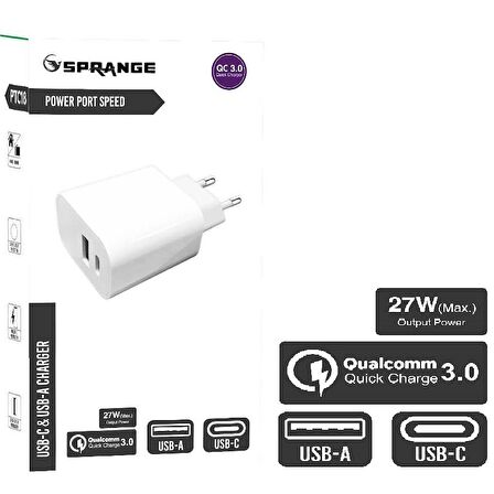 Sprange PTC18 USB 18 Watt Hızlı Şarj Aleti Beyaz