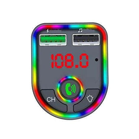 Concord C-616 Rgb Işıklı 2.1 A Şarj USB & TF Girişi Bluetooth 5.1V Fm Transmitter 