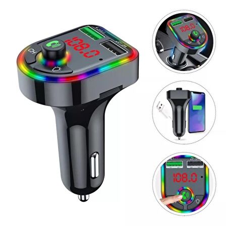 Concord C-616 Rgb Işıklı 2.1 A Şarj USB & TF Girişi Bluetooth 5.1V Fm Transmitter 