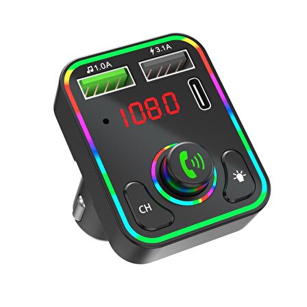 Concord C618 Rgb Işıklı PD 18 + QC 3.1A Şarj Oynar Başlıklı Bluetooth 5.1V Fm Transmitter 