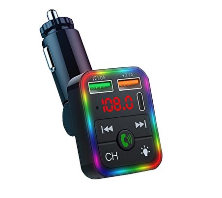 Concord C618 Rgb Işıklı PD 18 + QC 3.1A Şarj Oynar Başlıklı Bluetooth 5.1V Fm Transmitter 