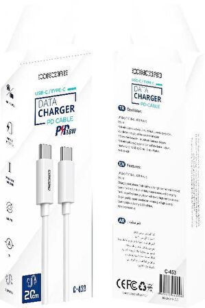 Concord C453 20 Cm 3A PD 18W USB-C  TYPE-C PD Powerbank Kablo