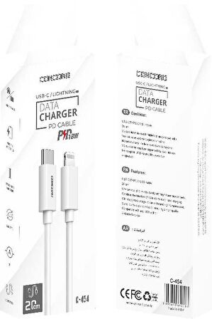 Concord C453 20 Cm 3A PD 18W USB-C -Lightning PD  Powerbank Kablo