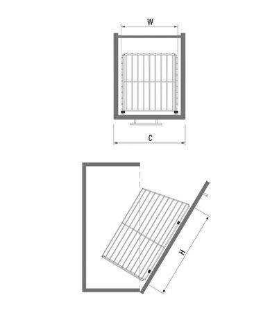 Starax 8012 Krom Kapağa Monte Çamaşır Sepeti 280X260X500