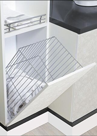Starax 8015 Krom Kapağa Monte Çamaşır Sepeti 430X260X500