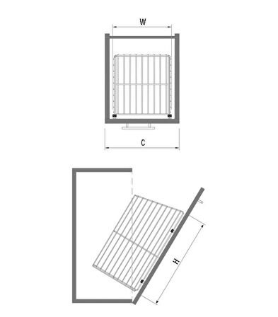 Starax 8015 Krom Kapağa Monte Çamaşır Sepeti 430X260X500