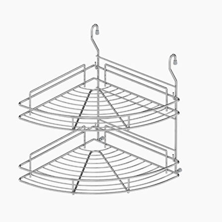 Starax 4009 Krom Köşe Set Arası Klasik Köşe Sepeti İki Raflı