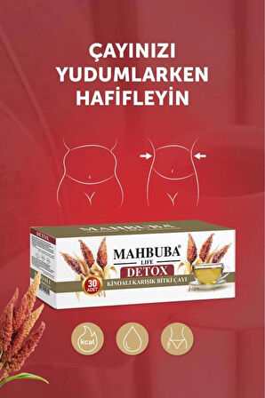 Mahbuba Kinoalı Karışık Detox Diyet Glutensiz Form Bitki Çayı 1 Aylık - ( 30 Kullanım ) Net 60gr x 2 Paket
