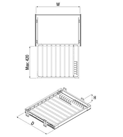 Starax 6207 Gri Pantolonluk Yan Ray Alüminyum Kapak 80Cm