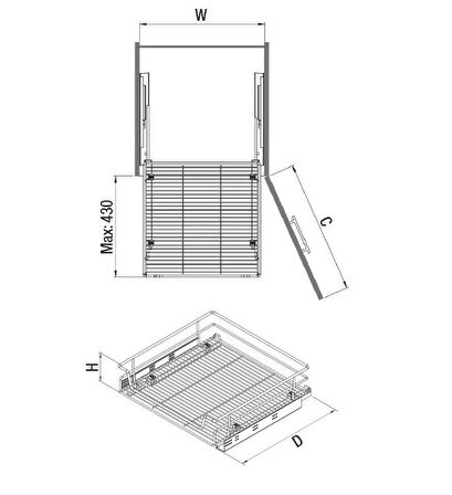 Starax 2334 Krom Çekmece Sepeti Tendem Raylı Kapak